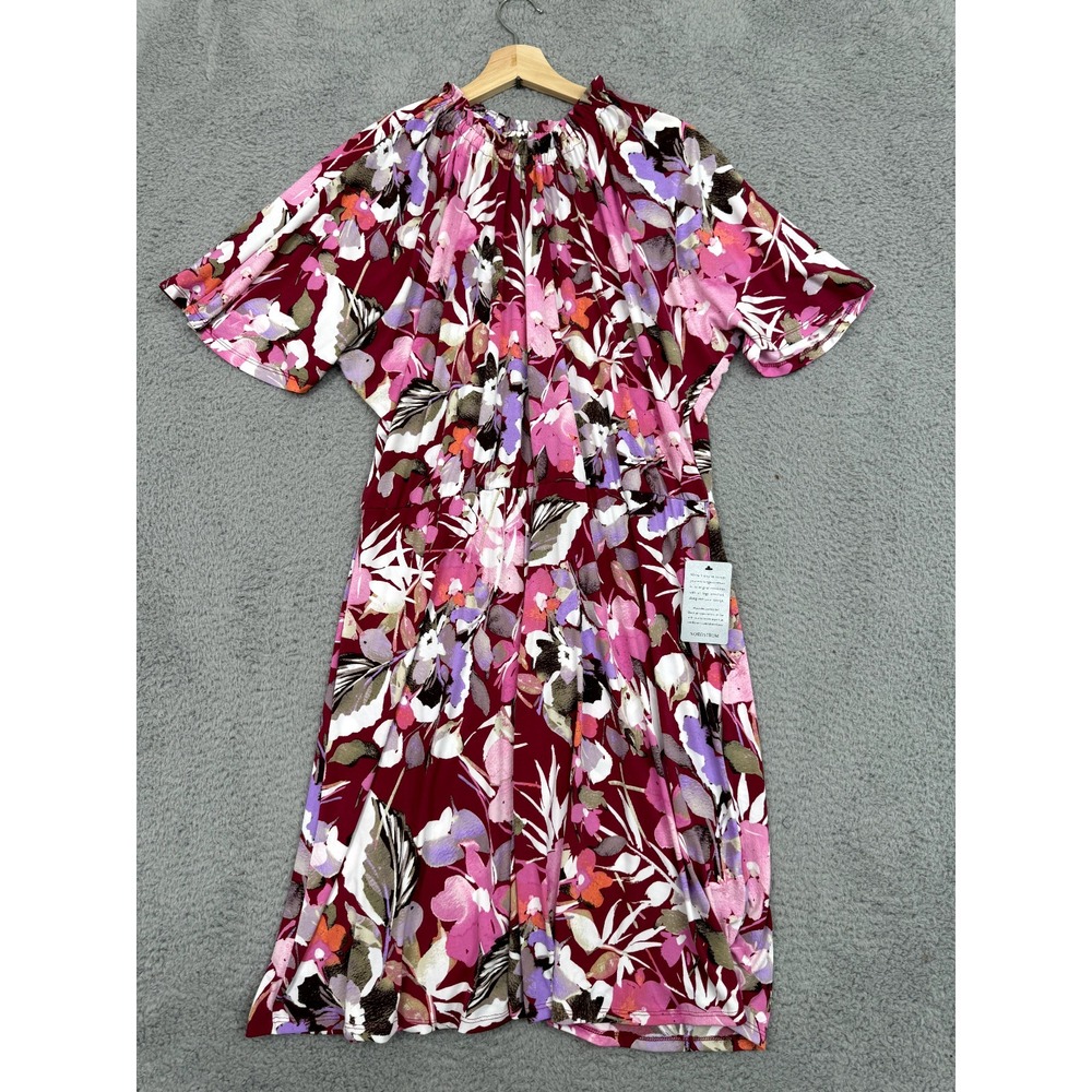 Maggie London Dress Women 14 Red Pink Floral Fairycore Earthy Ethereal whimsical